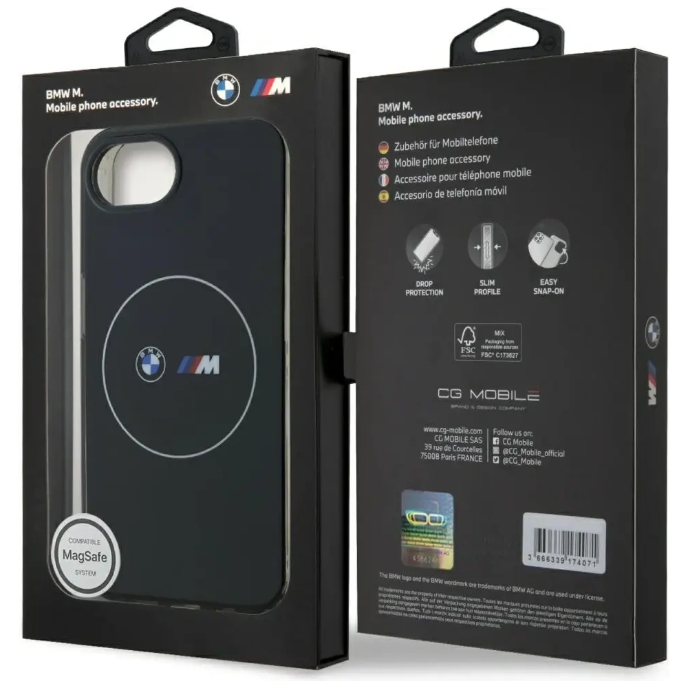 Wholesale BMW IML Metal White Circle MagSafe Apple iPhone 16e black - BMW815 - {ean13} - Hurt