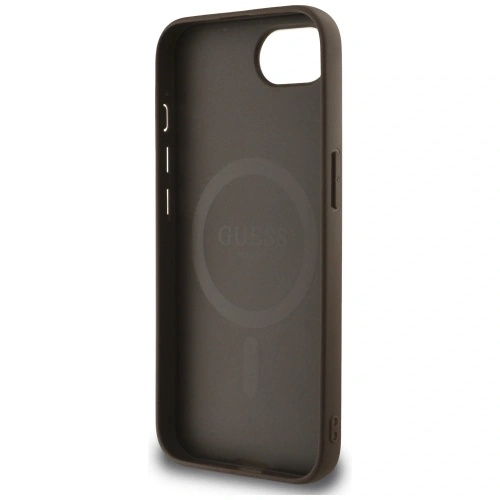 Etui Guess 4G Flowers Print MagSafe do Apple iPhone 16e brązowy