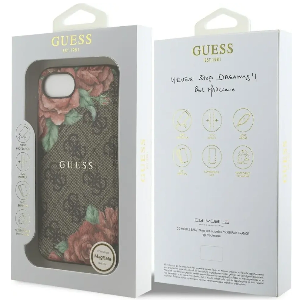 Wholesale Guess 4G Flowers Print MagSafe Apple iPhone 16e brown - GUE4514 - {ean13} - Hurt