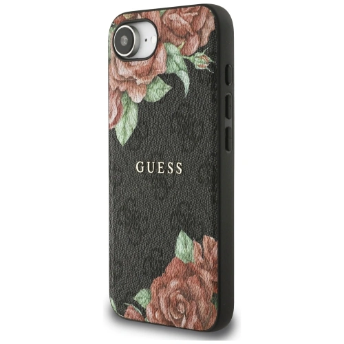 Etui Guess 4G Flowers Print MagSafe do Apple iPhone 16e czarny