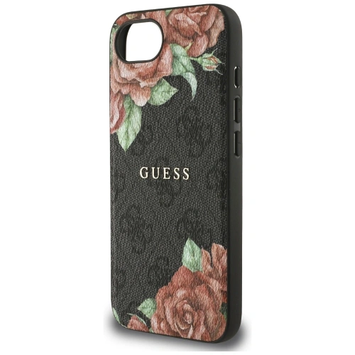 Etui Guess 4G Flowers Print MagSafe do Apple iPhone 16e czarny