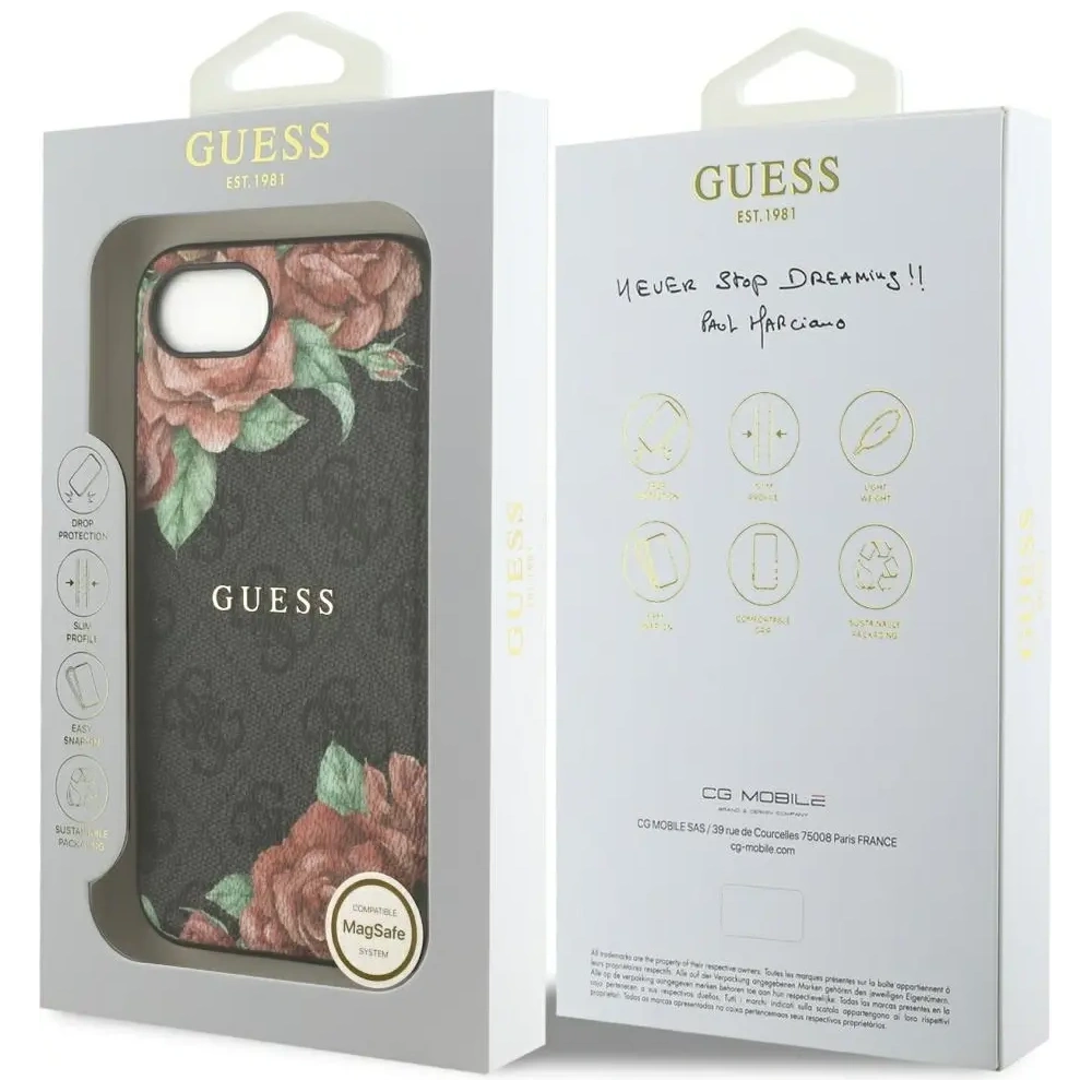 Wholesale Guess 4G Flowers Print MagSafe Apple iPhone 16e black - GUE4515 - {ean13} - Hurt