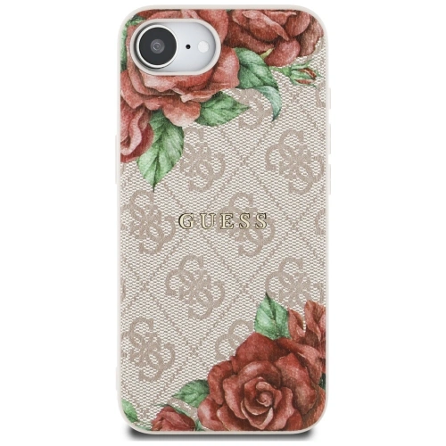 Etui Guess 4G Flowers Print MagSafe do Apple iPhone 16e różowy
