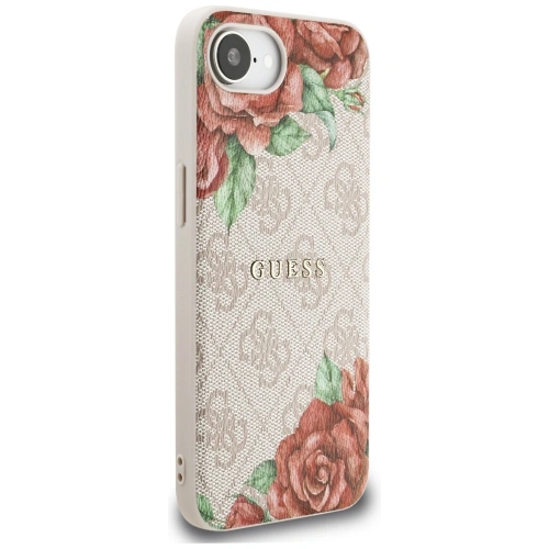 Etui Guess 4G Flowers Print MagSafe do Apple iPhone 16e różowy