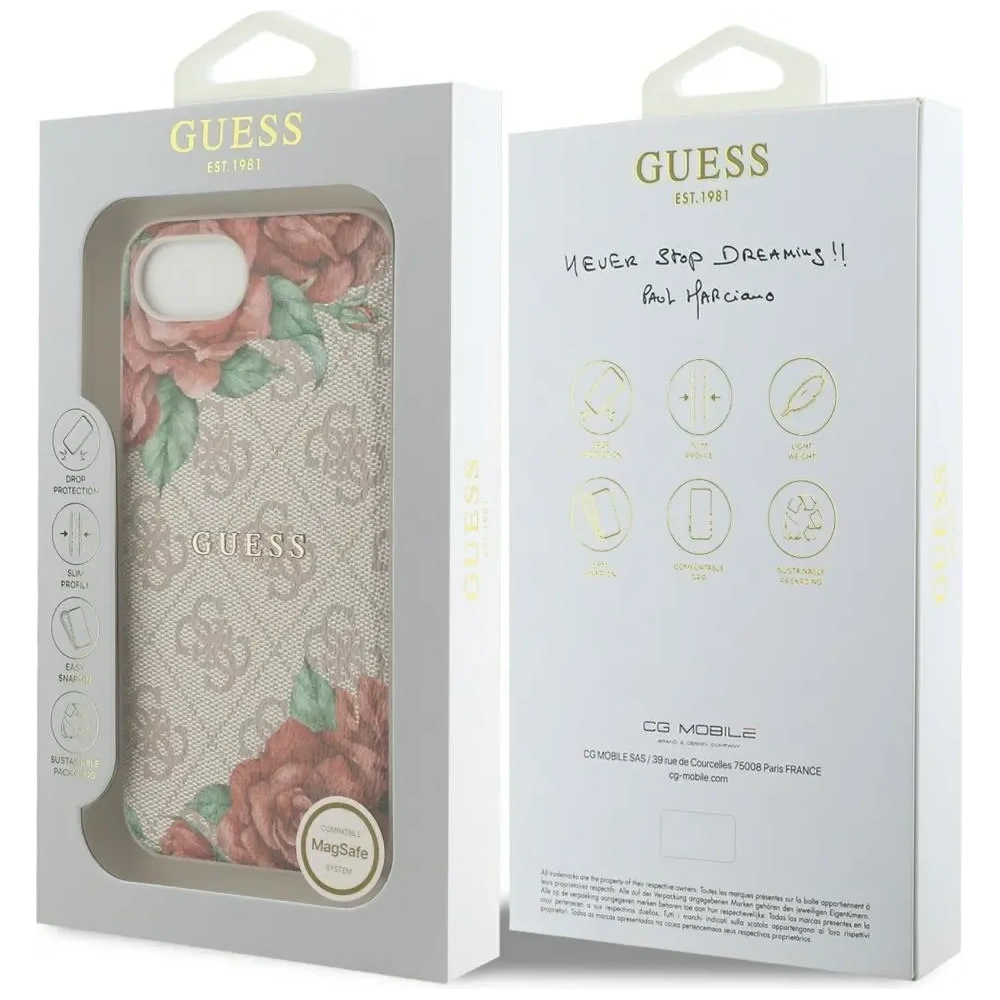 Wholesale Guess 4G Flowers Print MagSafe Apple iPhone 16e pink - GUE4516 - {ean13} - Hurt