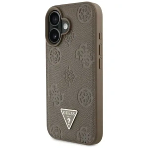 Wholesale Guess Grained Hot Stamp Peony Triangle Logo MagSafe Apple iPhone 16 brown - GUE4517 - {ean13} - Hurt