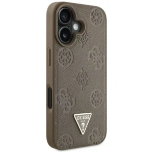Wholesale Guess Grained Hot Stamp Peony Triangle Logo MagSafe Apple iPhone 16 brown - GUE4517 - {ean13} - Hurt