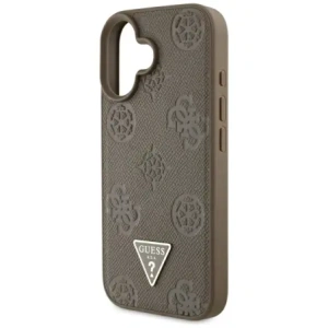 Wholesale Guess Grained Hot Stamp Peony Triangle Logo MagSafe Apple iPhone 16 brown - GUE4517 - {ean13} - Hurt