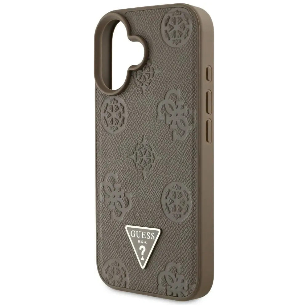 Hurtownia GSM - Guess Ražený Hot Stamp Pivoňka Trojúhelníkové Logo MagSafe Apple iPhone 16 hnědý - GUE4517 - {ean13} - Hurt