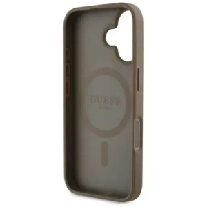 Wholesale Guess Grained Hot Stamp Peony Triangle Logo MagSafe Apple iPhone 16 brown - GUE4517 - {ean13} - Hurt