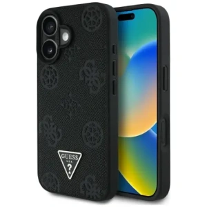 Wholesale Guess Grained Hot Stamp Peony Triangle Logo MagSafe Apple iPhone 16 black - GUE4518 - {ean13} - Hurt
