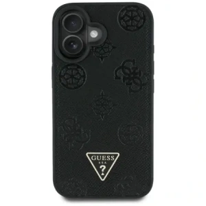 Wholesale Guess Grained Hot Stamp Peony Triangle Logo MagSafe Apple iPhone 16 black - GUE4518 - {ean13} - Hurt