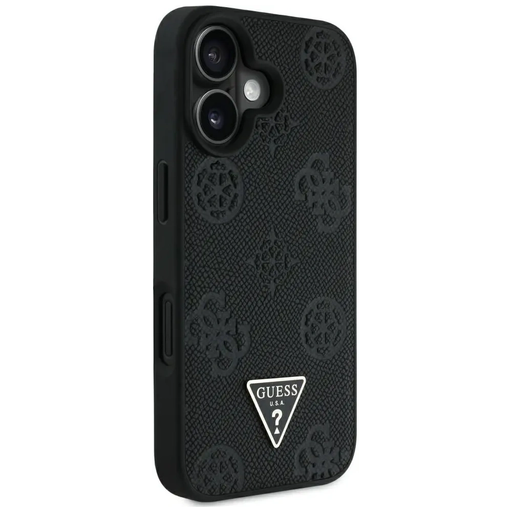 Wholesale Guess Grained Hot Stamp Peony Triangle Logo MagSafe Apple iPhone 16 black - GUE4518 - {ean13} - Hurt