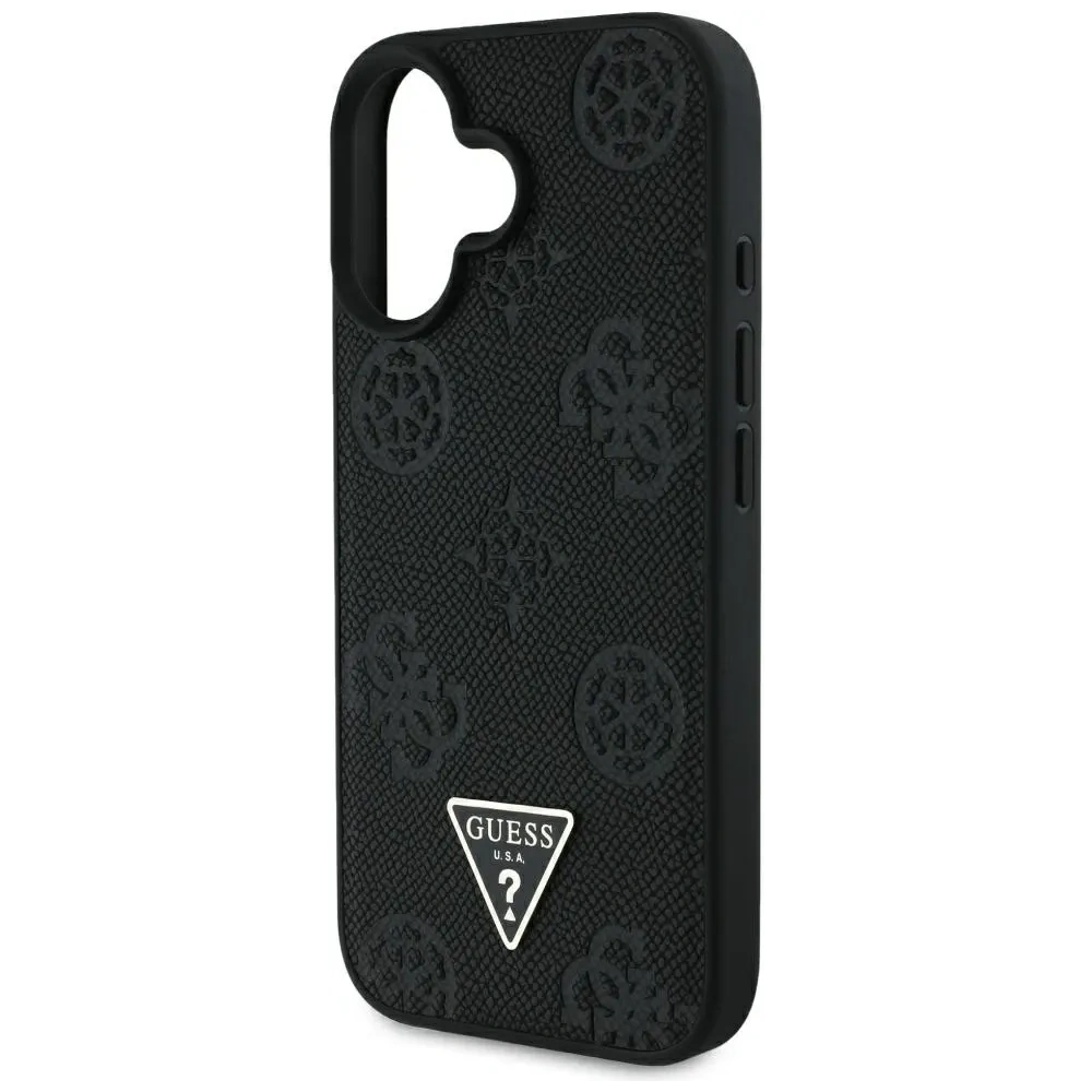 Wholesale Guess Grained Hot Stamp Peony Triangle Logo MagSafe Apple iPhone 16 black - GUE4518 - {ean13} - Hurt