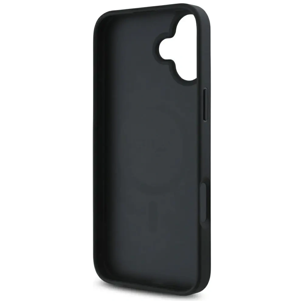 Wholesale Guess Grained Hot Stamp Peony Triangle Logo MagSafe Apple iPhone 16 black - GUE4518 - {ean13} - Hurt