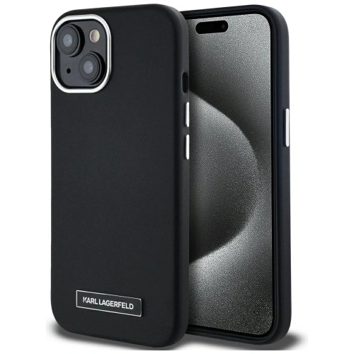 Etui Karl Lagerfeld FW Metal Plate MagSafe do Apple iPhone 15 czarny
