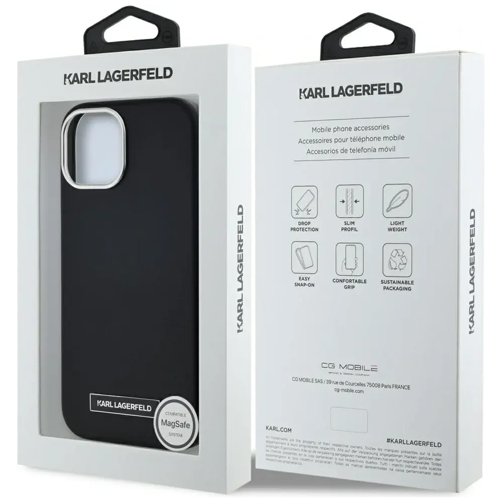 Wholesale Karl Lagerfeld FW Metal Plate MagSafe Apple iPhone 15 black - KLD22001 - {ean13} - Hurt