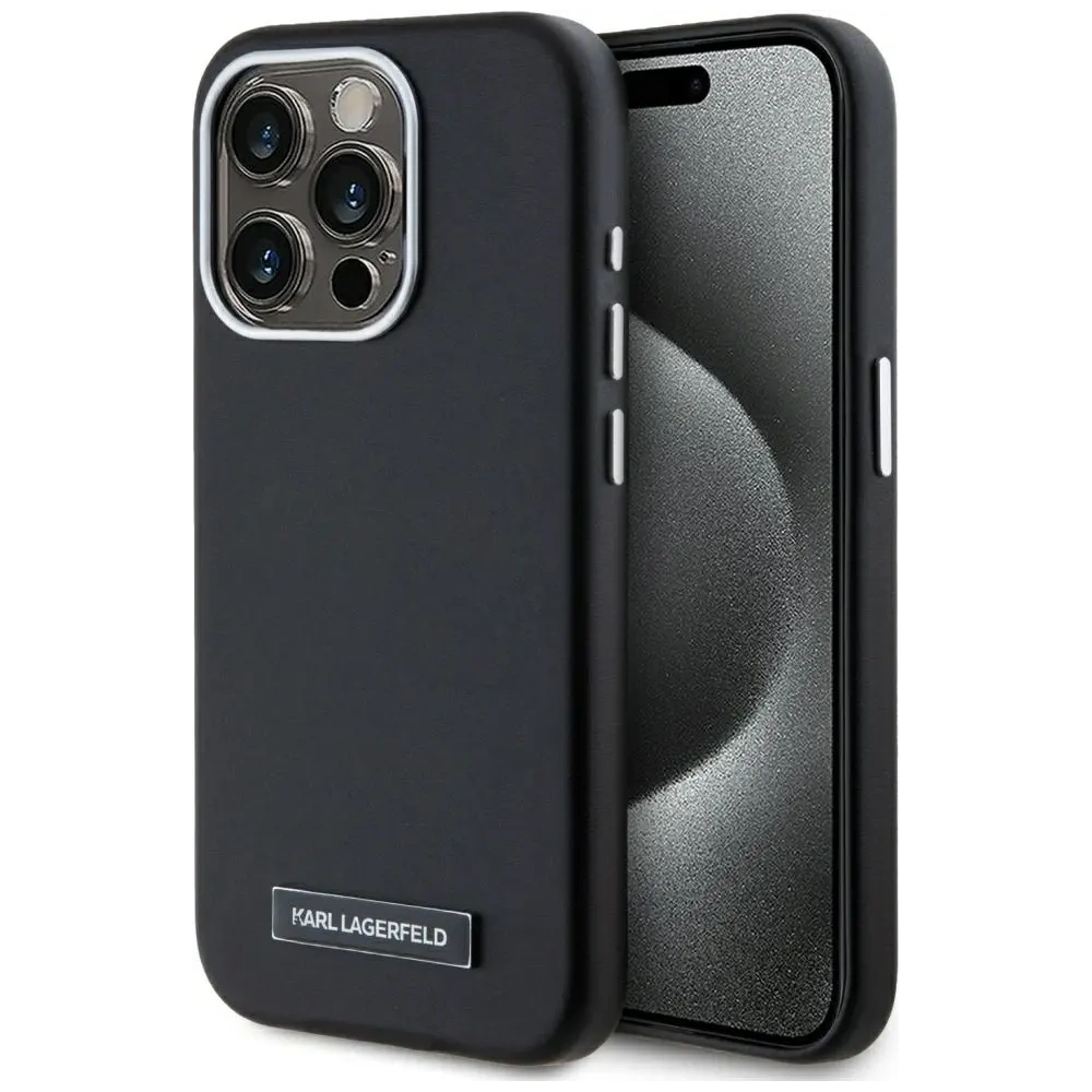 Wholesale Karl Lagerfeld FW Metal Plate MagSafe Apple iPhone 15 Pro Max black - KLD22003 - {ean13} - Hurt
