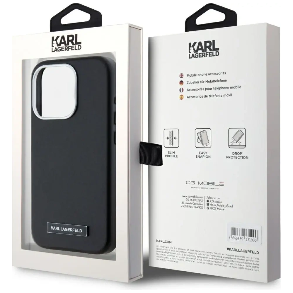 Wholesale Karl Lagerfeld FW Metal Plate MagSafe Apple iPhone 15 Pro Max black - KLD22003 - {ean13} - Hurt