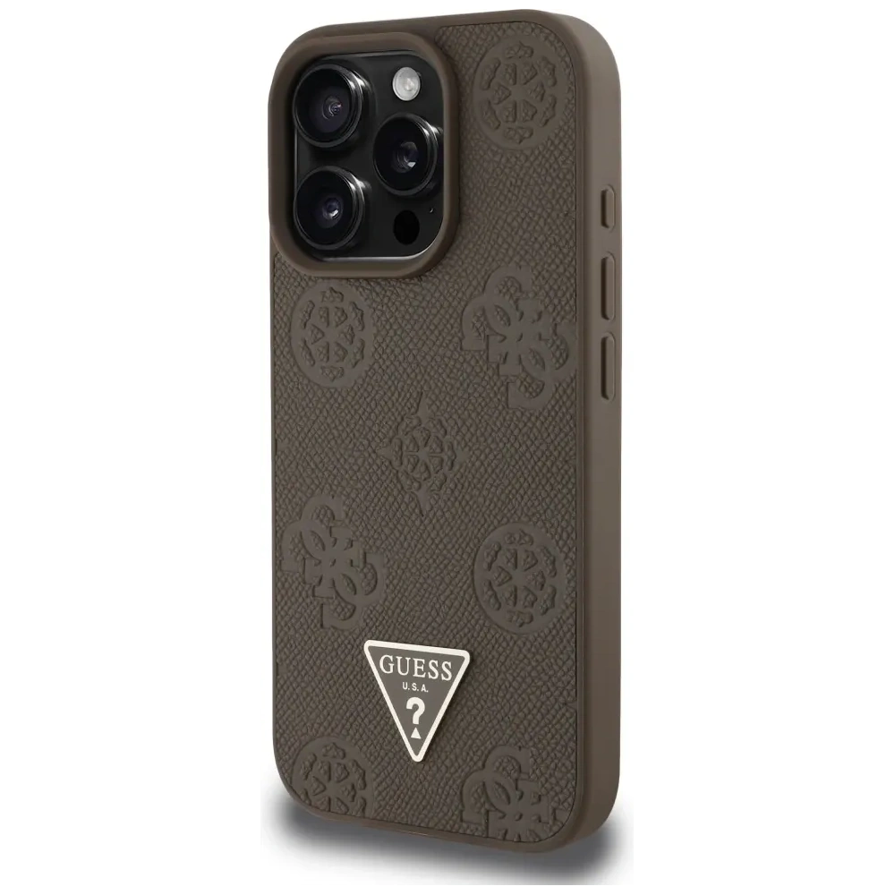 Hurtownia GSM - Guess Grained Hot Stamp Peony Triangle Logo MagSafe Apple iPhone 16 Pro barna - GUE4519 - {ean13} - Hurt