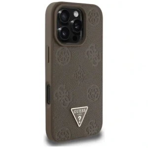 Hurtownia GSM - Guess Hnědý grained hot stamp logo pivoňky ve tvaru trojúhelníku MagSafe Apple iPhone 16 Pro - GUE4519 - {ean13} - Hurt