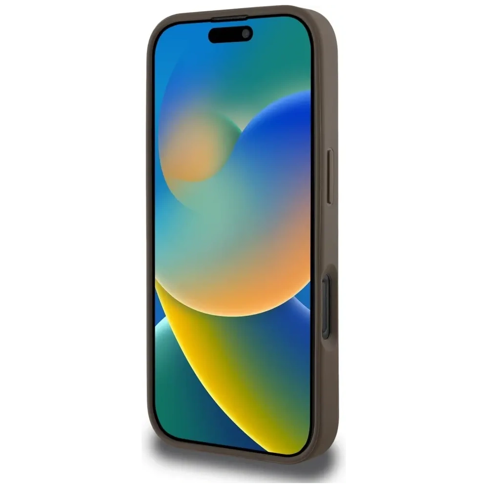Hurtownia GSM - Guess Hnědý grained hot stamp logo pivoňky ve tvaru trojúhelníku MagSafe Apple iPhone 16 Pro - GUE4519 - {ean13} - Hurt