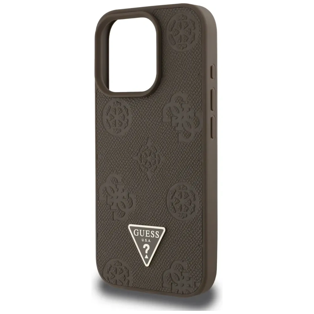 Wholesale Guess Grained Hot Stamp Peony Triangle Logo MagSafe Apple iPhone 16 Pro brown - GUE4519 - {ean13} - Hurt