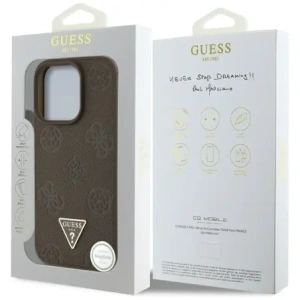 Hurtownia GSM - Guess Hnědý grained hot stamp logo pivoňky ve tvaru trojúhelníku MagSafe Apple iPhone 16 Pro - GUE4519 - {ean13} - Hurt