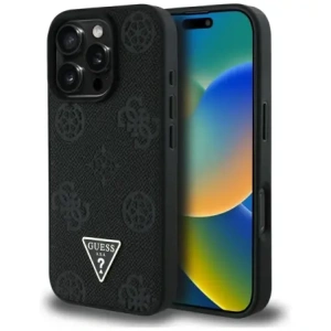 Hurtownia GSM - Guess Grained Hot Stamp Pivonka Trojúhelníkové Logo MagSafe Apple iPhone 16 Pro černý - GUE4520 - {ean13} - Hurt
