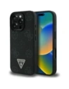 Guess Grained Hot Stamp Peony Triangle Logo MagSafe Apple iPhone 16 Pro negru