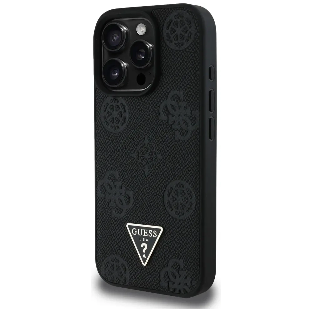 Hurtownia GSM - Guess Grained Hot Stamp Peony Triangle Logo MagSafe Apple iPhone 16 Pro negru - GUE4520 - {ean13} - Hurt