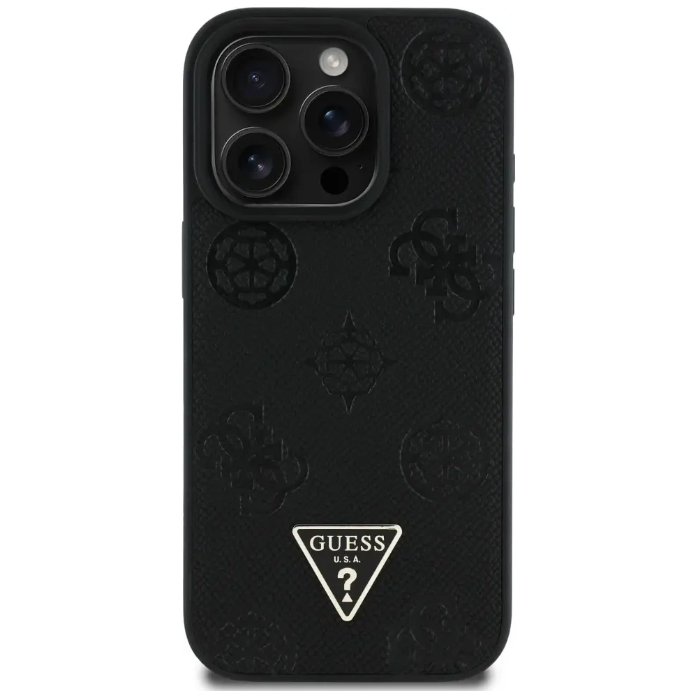 Hurtownia GSM - Guess Grained Hot Stamp Peony Triangle Logo MagSafe Apple iPhone 16 Pro negru - GUE4520 - {ean13} - Hurt