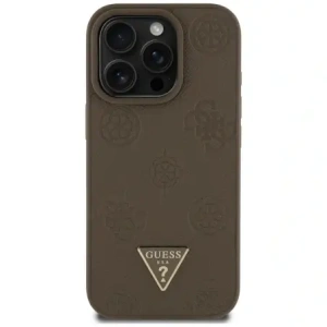 Wholesale Guess Grained Hot Stamp Peony Triangle Logo MagSafe Apple iPhone 16 Pro Max brown - GUE4521 - {ean13} - Hurt