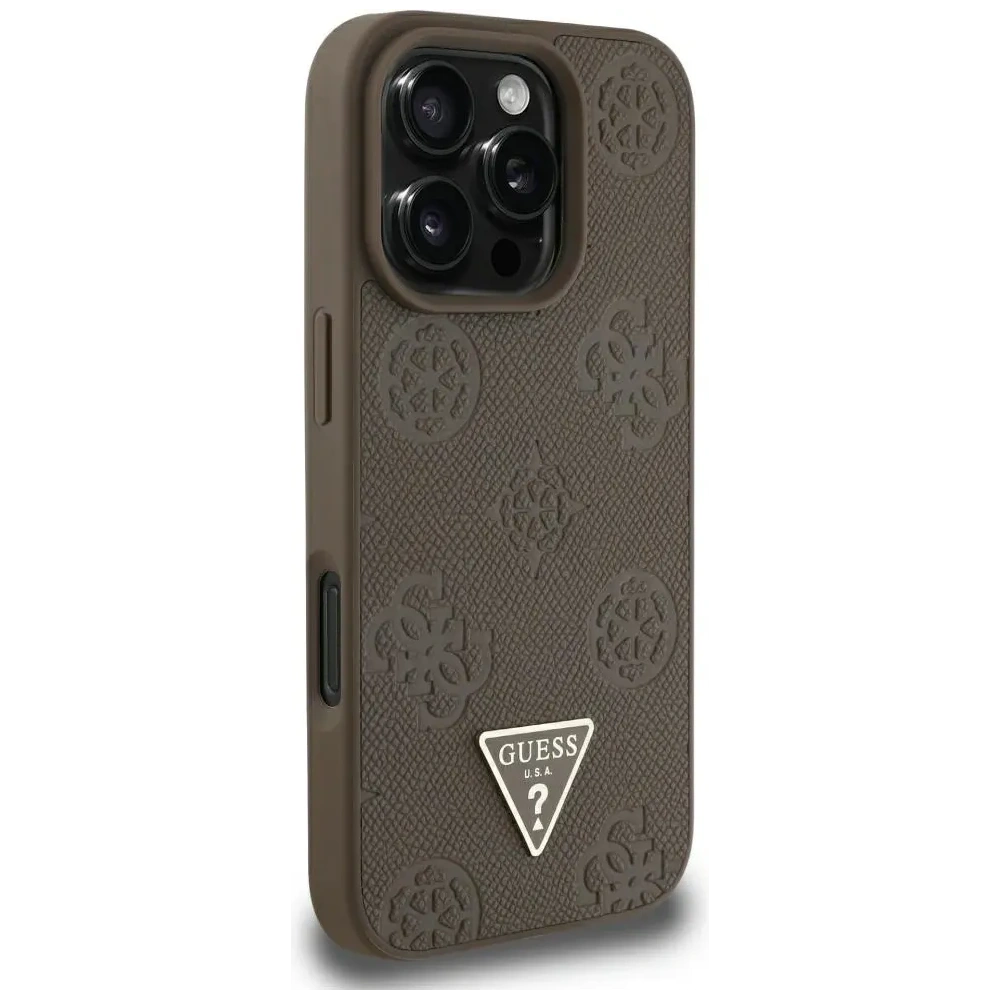 Hurtownia GSM - Guess Grained Hot Stamp Pünkösdi Háromszög Logó MagSafe Apple iPhone 16 Pro Max barna - GUE4521 - {ean13} - Hurt