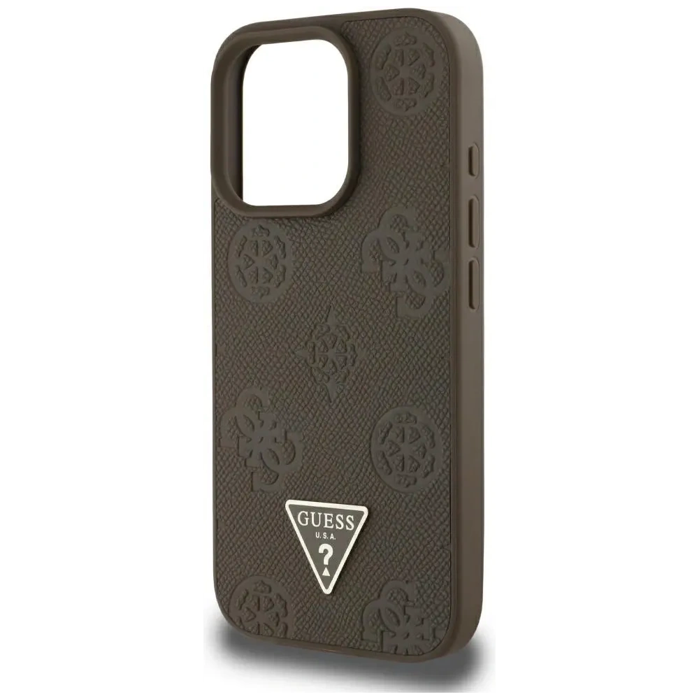 Wholesale Guess Grained Hot Stamp Peony Triangle Logo MagSafe Apple iPhone 16 Pro Max brown - GUE4521 - {ean13} - Hurt