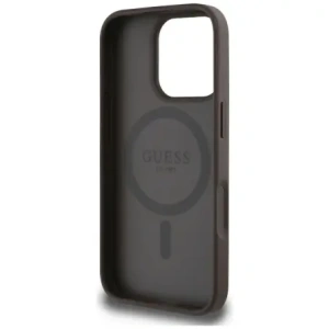 Hurtownia GSM - Guess Grained Hot Stamp Pünkösdi Háromszög Logó MagSafe Apple iPhone 16 Pro Max barna - GUE4521 - {ean13} - Hurt
