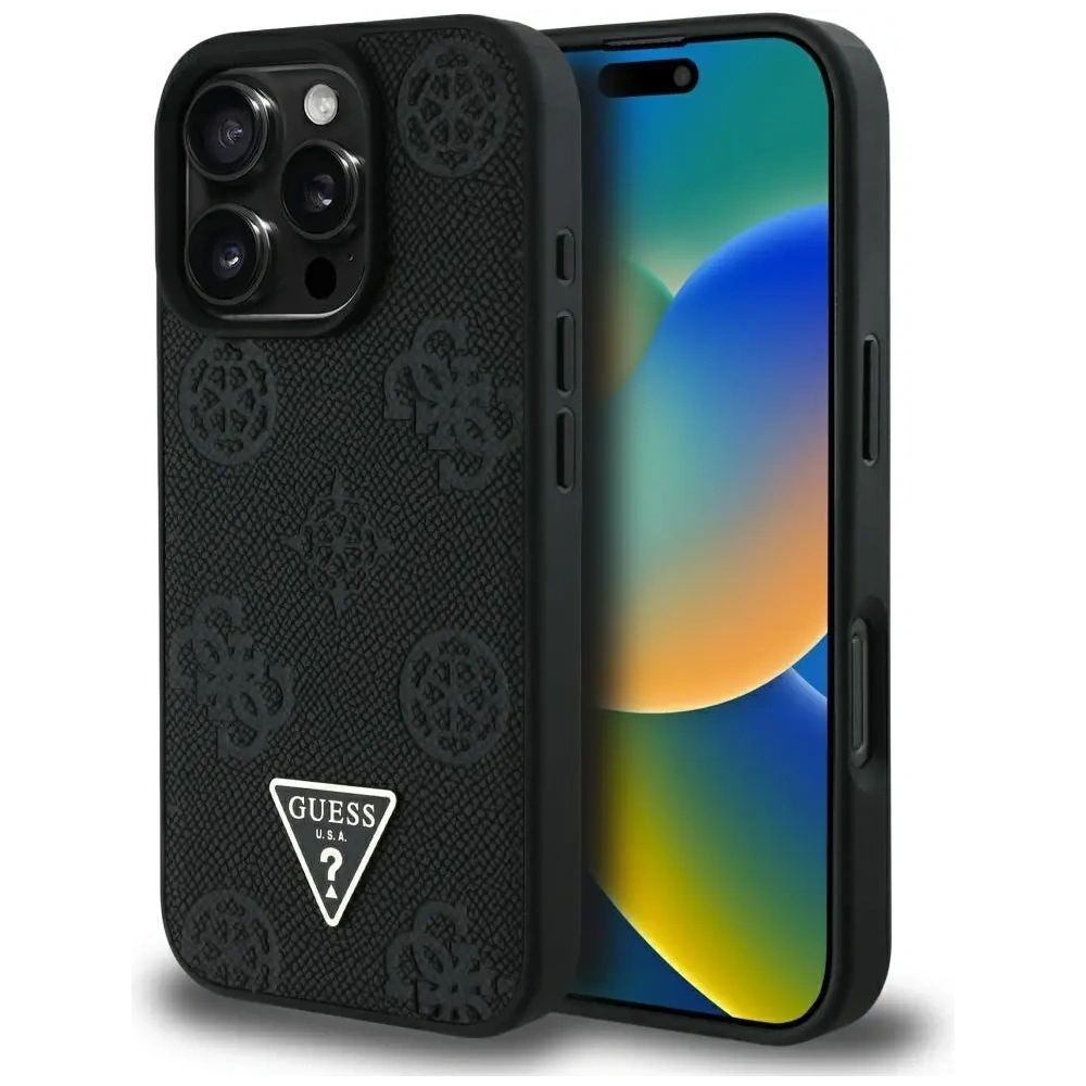 Hurtownia GSM - Guess Grained Hot Stamp Peony Triangle Logo MagSafe Apple iPhone 16 Pro Max fekete - GUE4522 - {ean13} - Hurt
