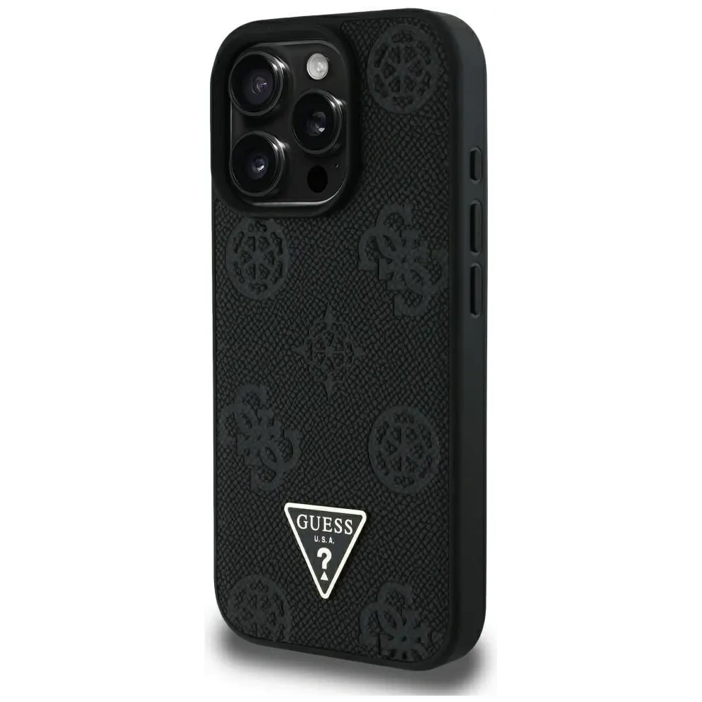 Hurtownia GSM - Guess Logo Triunghi Peony cu Timbre Fierbinți Granulate MagSafe Apple iPhone 16 Pro Max negru - GUE4522 - {ean13} - Hurt