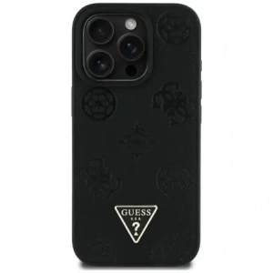 Wholesale Guess Grained Hot Stamp Peony Triangle Logo MagSafe Apple iPhone 16 Pro Max black - GUE4522 - {ean13} - Hurt