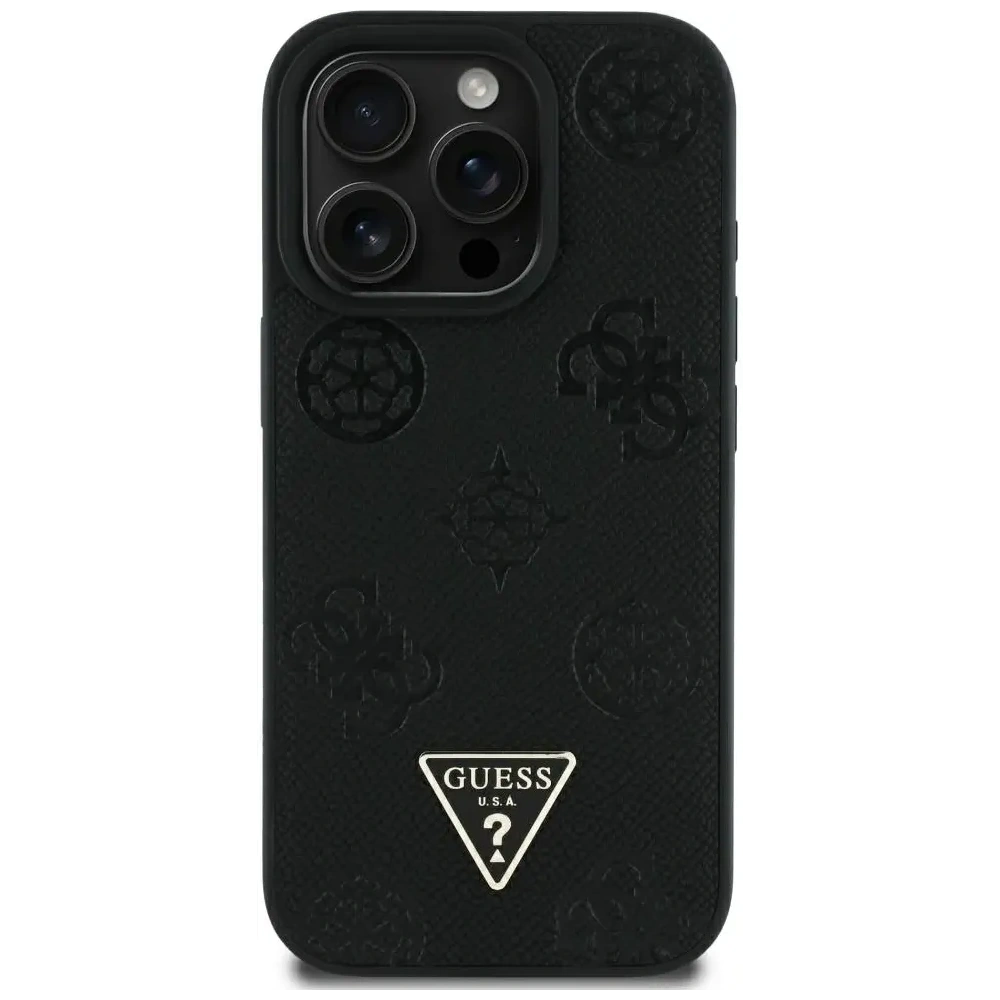 Hurtownia GSM - Guess Grained Hot Stamp Peony Triangle Logo MagSafe Apple iPhone 16 Pro Max fekete - GUE4522 - {ean13} - Hurt