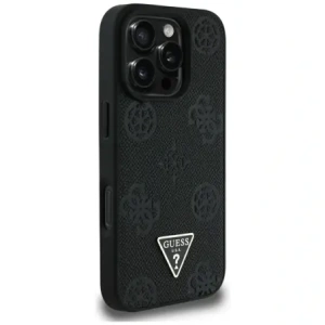 Wholesale Guess Grained Hot Stamp Peony Triangle Logo MagSafe Apple iPhone 16 Pro Max black - GUE4522 - {ean13} - Hurt