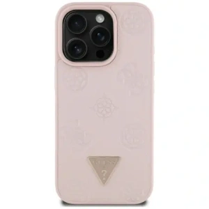 Wholesale Guess Grained Hot Stamp Peony Triangle Logo MagSafe Apple iPhone 16 Pro Max pink - GUE4523 - {ean13} - Hurt