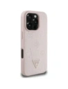 Wholesale Guess Grained Hot Stamp Peony Triangle Logo MagSafe Apple iPhone 16 Pro Max pink - GUE4523 - {ean13} - Hurt