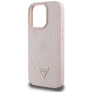 Wholesale Guess Grained Hot Stamp Peony Triangle Logo MagSafe Apple iPhone 16 Pro Max pink - GUE4523 - {ean13} - Hurt