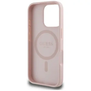 Wholesale Guess Grained Hot Stamp Peony Triangle Logo MagSafe Apple iPhone 16 Pro Max pink - GUE4523 - {ean13} - Hurt