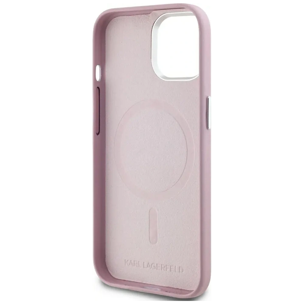 Wholesale Karl Lagerfeld FW Metal Plate MagSafe Apple iPhone 15 pink - KLD22006 - {ean13} - Hurt