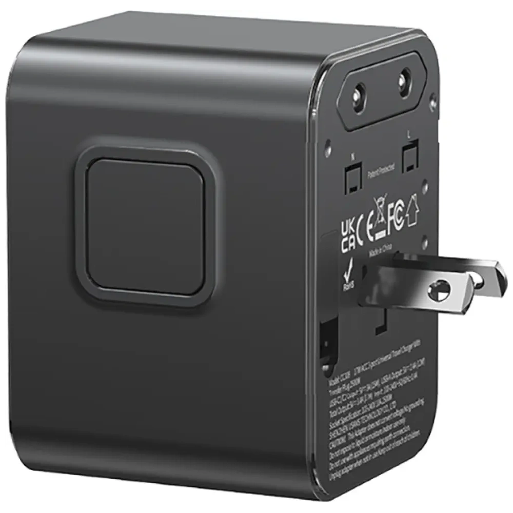 Hurtownia GSM - USAMS cestovní adaptér CC308 USB-C + USB-A 17W 4v1 US/AU/EU/UK černý - USA1232 - {ean13} - Hurt