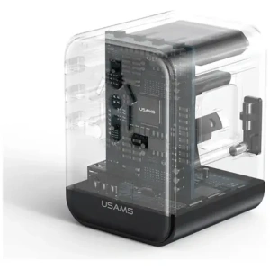 Hurtownia GSM - Adaptor de călătorie USAMS CC308 USB-C + USB-A 17W 4in1 US/AU/EU/UK negru - USA1232 - {ean13} - Hurt