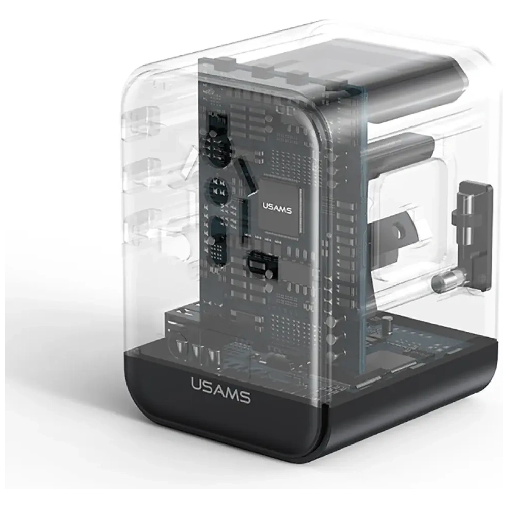 Hurtownia GSM - Adaptor de călătorie USAMS CC308 USB-C + USB-A 17W 4in1 US/AU/EU/UK negru - USA1232 - {ean13} - Hurt