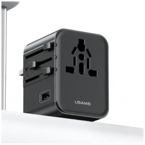 Hurtownia GSM - Adaptor de călătorie USAMS CC308 USB-C + USB-A 17W 4in1 US/AU/EU/UK negru - USA1232 - {ean13} - Hurt